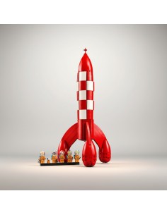 Coet lunar de Tintín LEGO Ideas amb figures espacials i base d’exposició