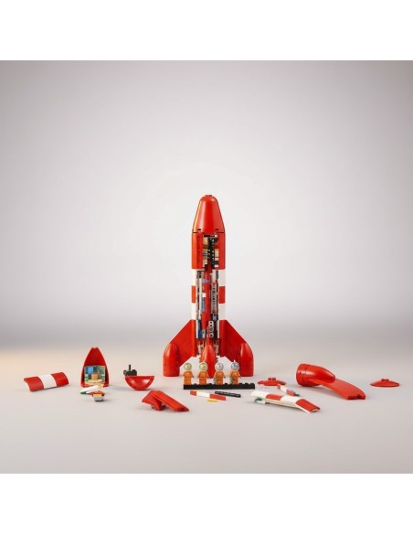 Fusée lunaire de Tintin LEGO Ideas avec figurines spatiales et socle d’exposition