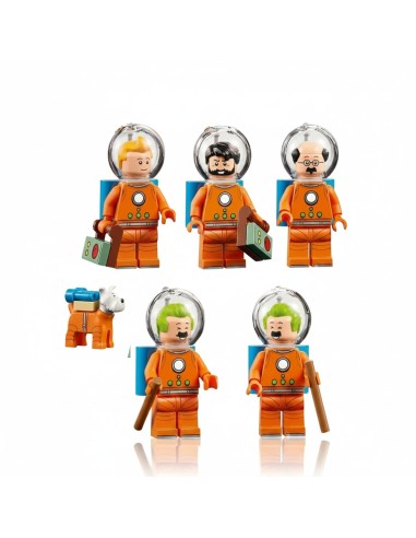 LEGO Ideas Tintin Moon Rocket with space figures and display stand