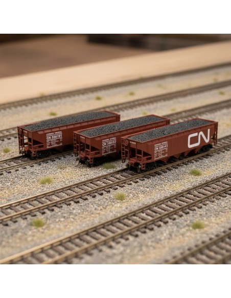 Athearn ATH-1577 - Pack 4 vagones tolva 40' Offset Hopper Canadian National HO | Basar Valira Trens