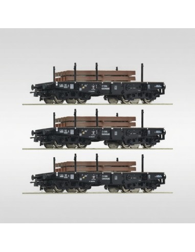 Roco 6600016 - Set 3 wagons plats charge lourde NS Époque III HO | Basar Valira Trens