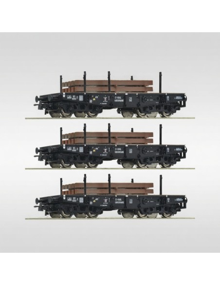 Roco 6600016 - Set 3 vagons plataforma càrrega pesada NS Època III HO | Basar Valira Trens
