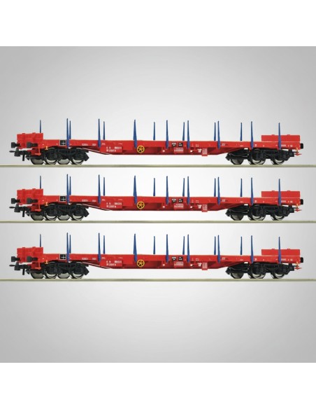 Roco 6600219 - Set 3 vagones plataforma Rs RCW Época VI HO | Basar Valira Trens