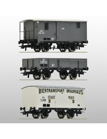 Roco 76037 - Set 3 wagons marchandises kkStB Époque I HO | Basar Valira Trens