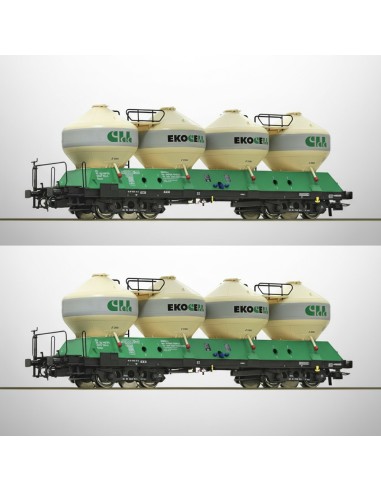 Roco 77006 - Set 2 vagones silo Uacs Ekocell ZSSK HO | Basar Valira Trens