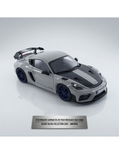 Porsche Cayman GT4 RS Weissach gris tiza 2023 1/18 Norev