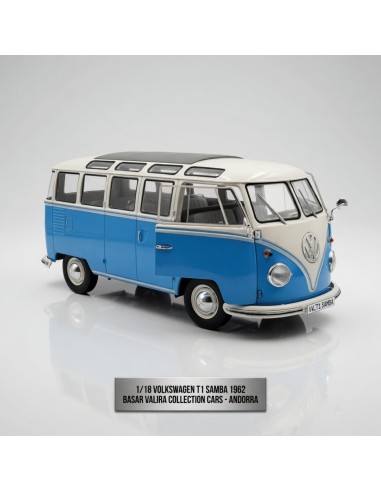 Volkswagen T1 Samba azul blanco 1962 1/18 Solido