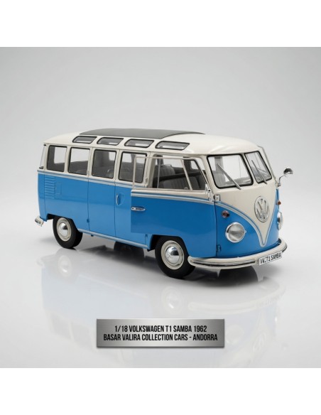 Volkswagen T1 Samba azul blanco 1962 1/18 Solido