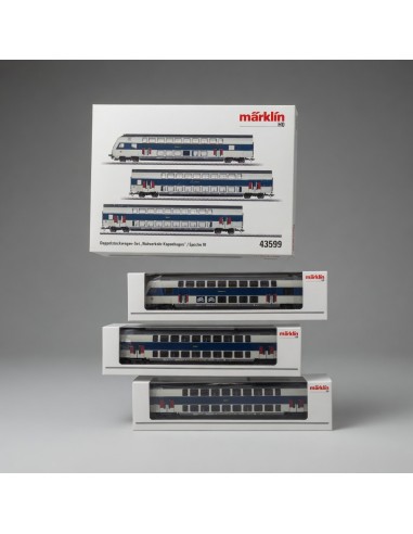 Märklin 43599 - Set of 3 DSB Copenhagen Double-Deck Coaches HO | Basar Valira Trens