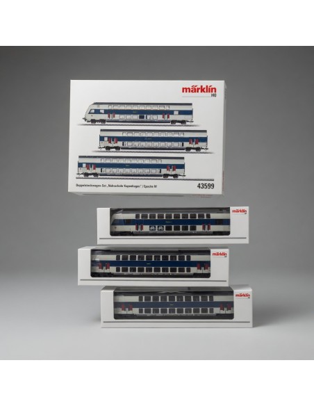 Märklin 43599 - Set of 3 DSB Copenhagen Double-Deck Coaches HO | Basar Valira Trens