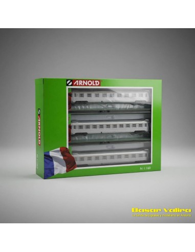 Arnold HN4335 - Set 3 voitures DEV Inox SNCF Époque III N | Basar Valira Trens