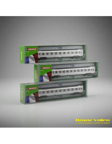 Arnold HN4335 - Set 3 DEV Inox SNCF Era III Coaches N Scale | Basar Valira Trens
