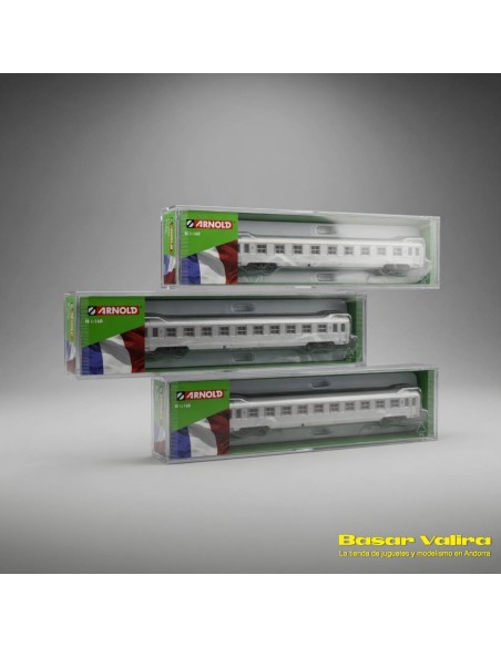 Arnold HN4336 - Set 3 voitures DEV Inox SNCF Époque III Échelle N | Basar Valira Trens
