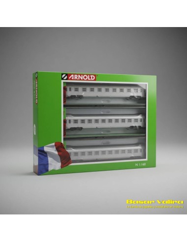 Arnold HN4336 - Set 3 coches DEV Inox SNCF Época III Escala N | Basar Valira Trens