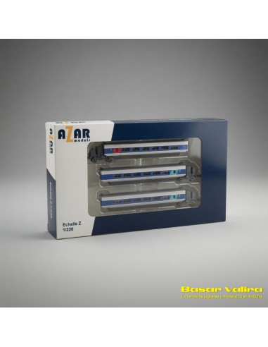 Azar Models AZAR-T01-AB2 - Set 3 cotxes TGV PSE Atlantique SNCF Escala Z | Basar Valira Trens