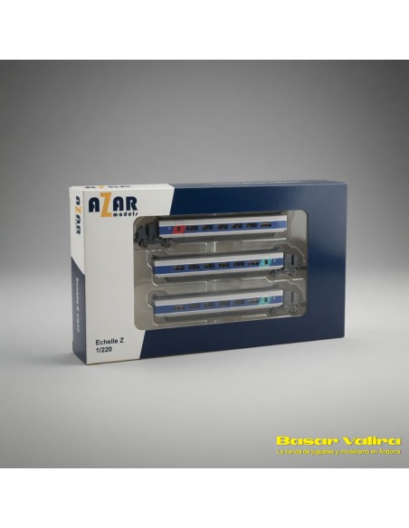 Azar Models AZAR-T01-AB2 - Set 3 voitures TGV PSE Atlantique SNCF Échelle Z | Basar Valira Trens