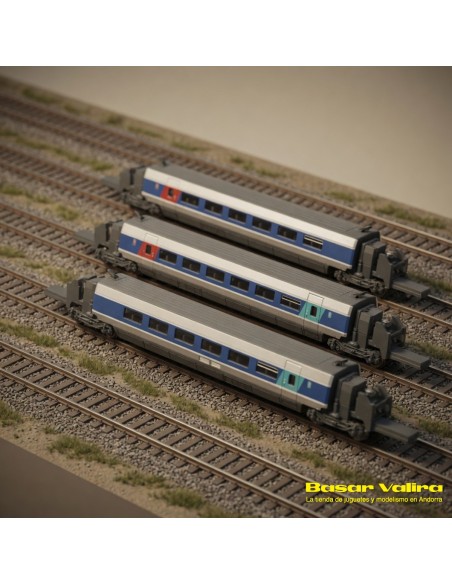 Azar Models AZAR-T01-AB2 - Set 3 cotxes TGV PSE Atlantique SNCF Escala Z | Basar Valira Trens