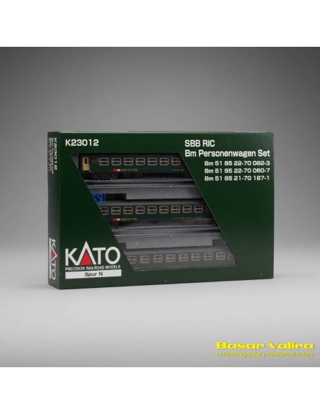 Kato K23012 - Set 3 vagones RIC Bm 2ª clase SBB Escala N | Basar Valira Trens