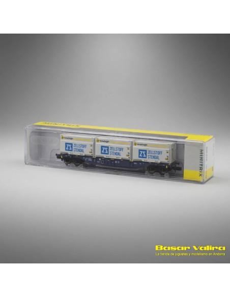 Minitrix 18420 - Sgnss ERR Innofreight Container Flat Wagon N Scale | Basar Valira Trens