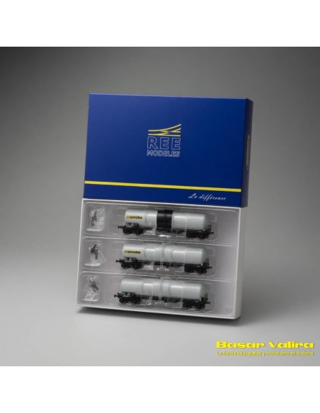 REE Modèles WB594 - Set 3 ANF Long Tank Wagons SNCF Simotra HO | Basar Valira Trens